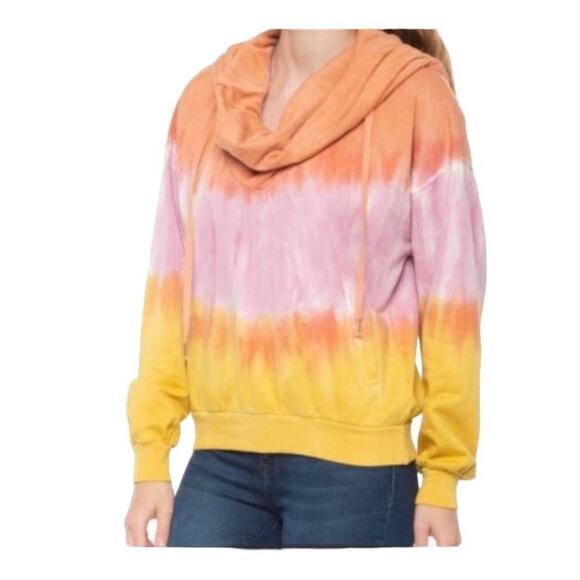 Young Fabulous & Broke Tie Dye Hoodie Sweatershirt Medium Orange Pink Yellow NWT - Picture 3 of 6